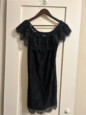 Madewell Black One-Shoulder Lace Dress